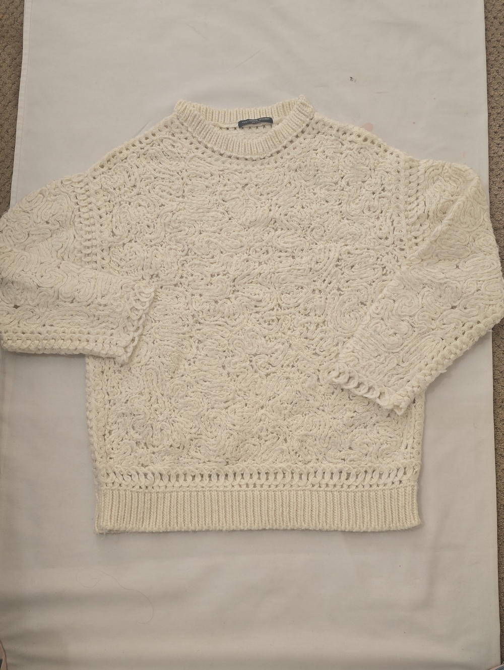 Alexander McQueen Cream Cable-Knit Crewneck Sweater (No Size Tag)